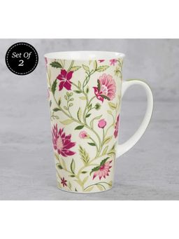 India Circus by Krsnaa Mehta - White Rose Mallow Moscheutos Conical Mugs (Pack Of 2)
