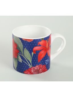 India Circus by Krsnaa Mehta - Blue Red Blooms Espresso Mug