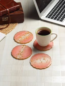 De Maison Decor - Pink Petal Coasters (Pack Of 4)