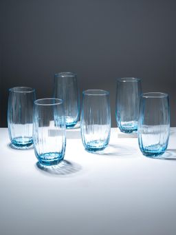 The Golden Theory - Ocean-Blue Solid Tall Glasses (Pack Of 6)