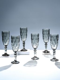 The Golden Theory - Elegant Black Crystal-Cut Glasses (Pack Of 6)