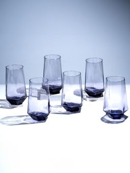 The Golden Theory - Modern Amethyst Purple Hexagonal Base Glasses (Pack Of 6)