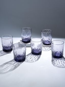 The Golden Theory - Amethyst Purple Wavy Textured Glasses (Pack Of 6)