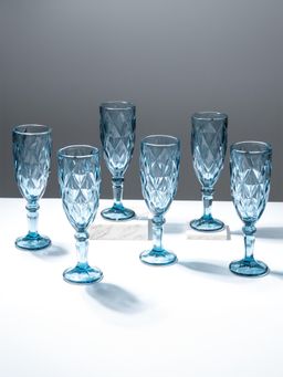 The Golden Theory - Blue Vintage Textured Glasses (Pack Of 6)