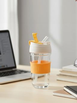 The Golden Theory - Orange Grip Glass Built-In Straw Mug