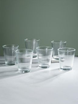 The Golden Theory - Clear Ribbed Glasses (Pack Of 6)