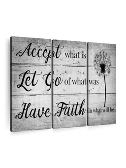 POSTERS AND TRUSS - 3-Pcs Black Grey Inspirational Quotes Framed Wall Paintings