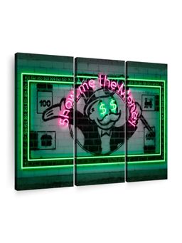 POSTERS AND TRUSS - 3-Pcs Green Pink Show Me The Money Printed Framed Wall Art