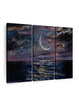 POSTERS AND TRUSS - 3-Pcs Blue Pink Moon Framed Wall Paintings