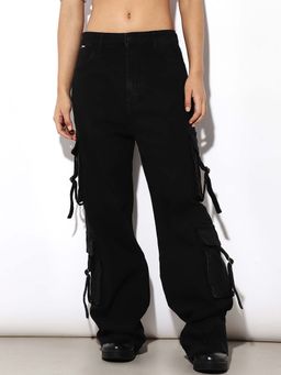 ONLY - Black Solid Loose Fit Jeans