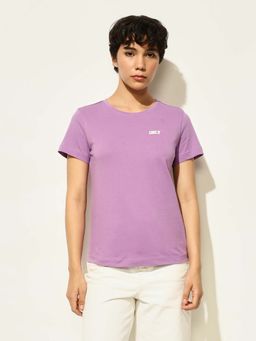 ONLY - Lavender Solid Regular Fit T-Shirt