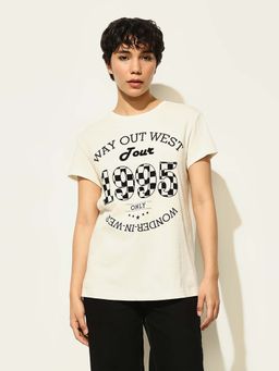 ONLY - White Printed Regular Fit T-Shirt