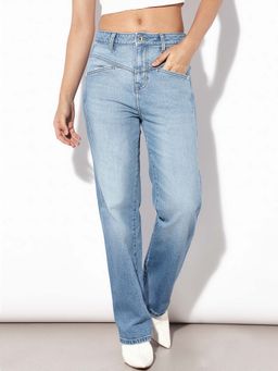 ONLY - Blue Solid Straight Fit Jeans