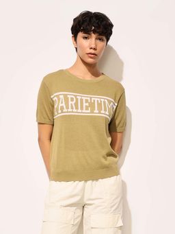 ONLY - Khaki Woven Regular Fit T-Shirt