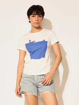 ONLY - White Printed Regular Fit T-Shirt