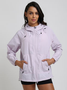 CHKOKKO - Purple Women Sporty Hooded Windcheater Jacket