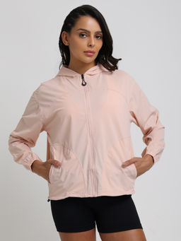 CHKOKKO - Pink Women Lightweight Hooded Sporty Windcheater Jacket