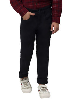 Cantabil - Boys Self-Design Navy Blue Casual Trouser