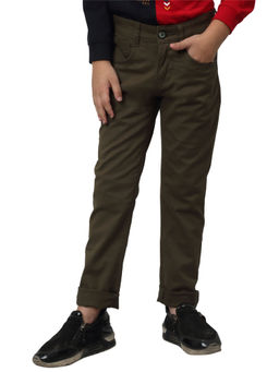 Cantabil - Boys Self-Design Olive Casual Trouser