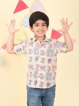 Fabindia - Beige Cotton Printed Shirt