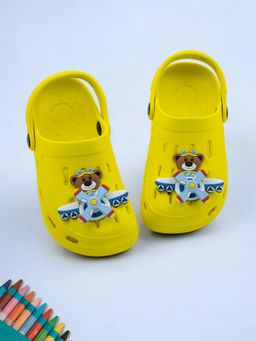 Yellow Bee - Joyful Sky-Themed Flying Bear Pilot Rotating Charm Clogs- Yellow