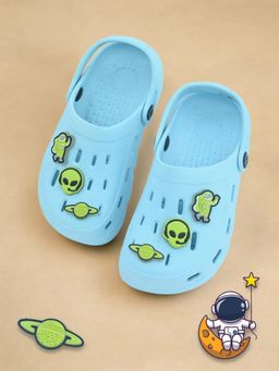 Yellow Bee - Whimsical Space-Themed Glow-In-The-Dark Alien & Space Charms Clogs- Blue