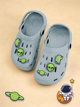 Yellow Bee - Glow-In-The-Dark Alien & Space Charms Clogs- Grey