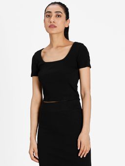 Puma - Classics Ribbed Fitted Women Black T-shirts