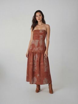 DaKauz - Strapless Printed Maxi Dress