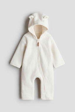 H&M - Boys White Hooded Fleece All-In-One Suit