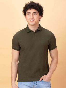 Being Human - Garments Men's Collar Neck Dark Olive Polo T-Shirt