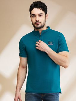 Being Human - Garments Men's Mandarin Neck Teal T-Shirt