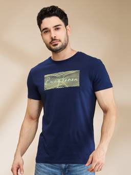Being Human - Dark Blue Regular Fit Men's Short Sleeves T-Shirt by Being Human Clothing
