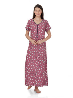 evolove - Women's Viscose Liva Long Maxi Nightdress with Pocket Plush Pink
