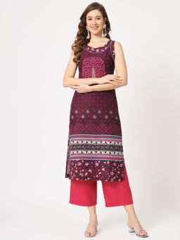 Pannkh - Women Magento Mughal Printed Sleeveless Kurta