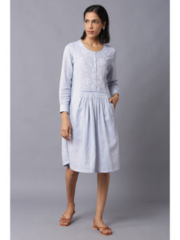 W - Blue Embroidered Dress