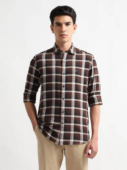 Arrow Sports - Brown Slim Fit Oxford Shirt