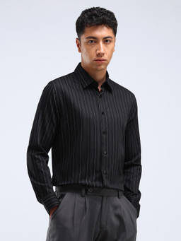 Flying Machine - Black F-Lite Striped Slim Fit Shirt
