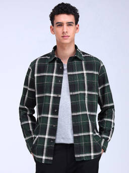 Flying Machine - Green Tartan Check Slim Fit Shirt