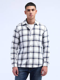 Flying Machine - White Slim Fit Tartan Check Shirt