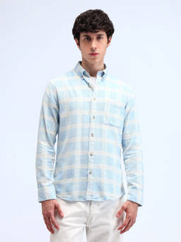 Flying Machine - Blue Dupplin Checked Slim Fit Shirt