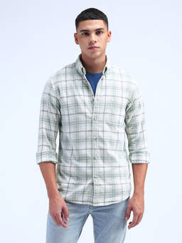 Flying Machine - Green Plaid Checked Cotton Shirt