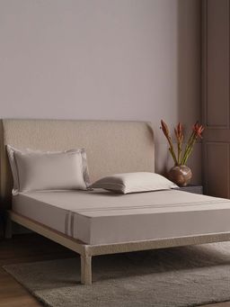 Ddecor Live Beautiful - Regis Collection Cotton 300Tc Super King Bedsheet With 2 Pillow Covers-Grey