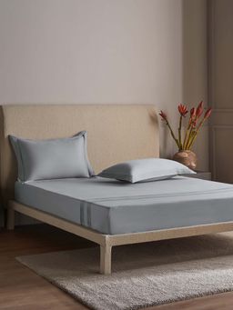 Ddecor Live Beautiful - Regis Collection Cotton 300Tc Super King Bedsheet With 2 Pillow Covers-Blue