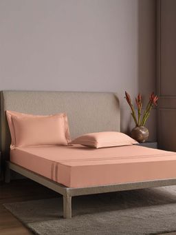 Ddecor Live Beautiful - Regis Collection Cotton 300Tc Super King Bedsheet With 2 Pillow Covers-Pink