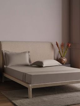 Ddecor Live Beautiful - Regis Collection Cotton 300Tc Super King Bedsheet With 2 Pillow Covers-Grey