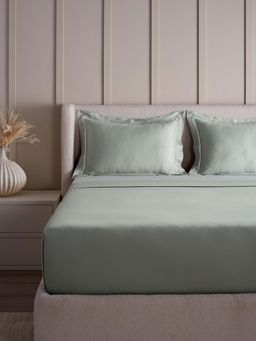 Ddecor Live Beautiful - Urban Collection Cotton 210Tc Super King Bedsheet With 2 Laced Covers-Grey