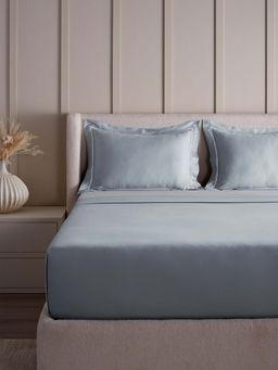 Ddecor Live Beautiful - Urban Collection Cotton 210Tc Super King Bedsheet With 2 Laced Covers-Grey