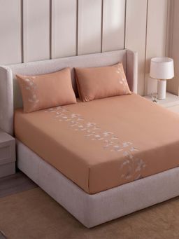 Ddecor Live Beautiful - Embellish Collection Cotton Super King Bedsheet With 2 Pillow Covers-Grey