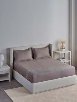 Ddecor Live Beautiful - Excellence Collection Cotton 210Tc Super King Bedsheet With 2 Covers-Grey